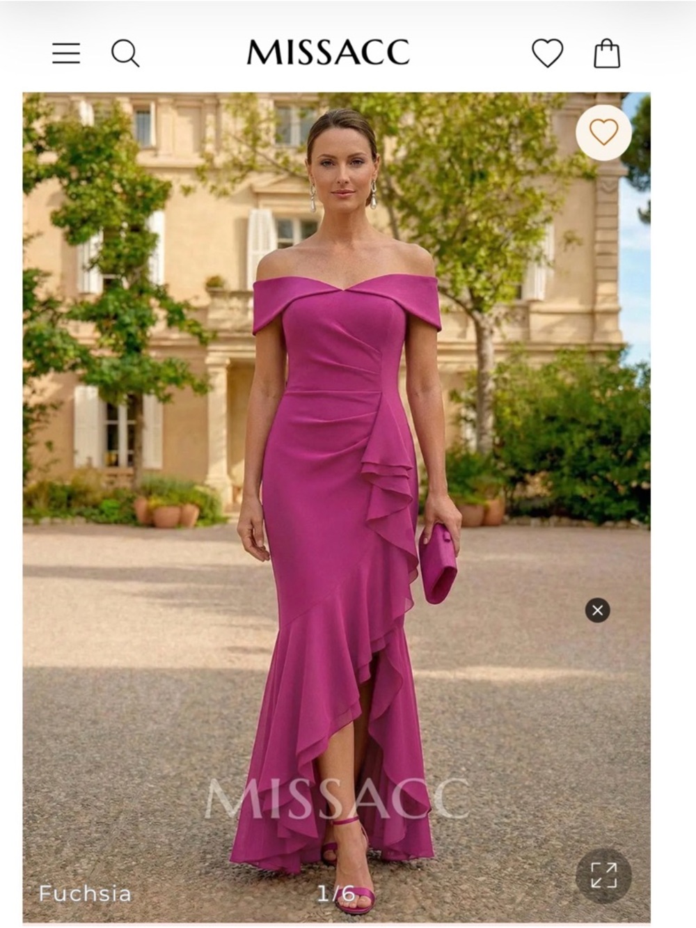MISSACC Fuchsia Off-Shoulder Ruffle Evening Dress (new with tags, never worn)